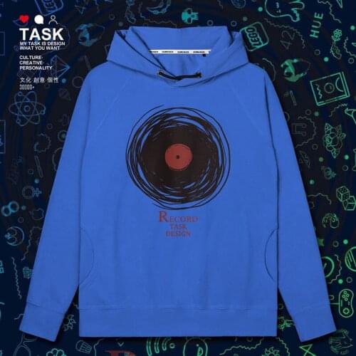 Black line graffiti record illustration retro nostalgic band music mens hoodies sporting for men sweatshirt clothes autumn