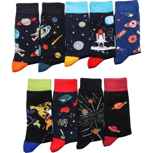 1 Pair Colorful Mens Star Sky Cosmic Socks Street Fashion Harajuku SeriesTrendy Socks Comfortable Sports Skateboard Socks