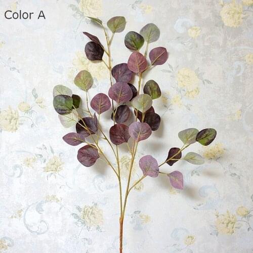 Long eucalyptus branch with round leaves silk Artificial flower for home DIY wedding decoration flower arrangement fake plants