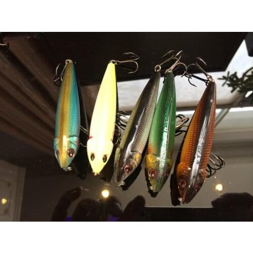 DOG-X Super Pencil Lure 11g/9cm Top water Dogs Fishing Belly Glow Hard Lures Bait Owner VMC Hook Lot 5 Pieces