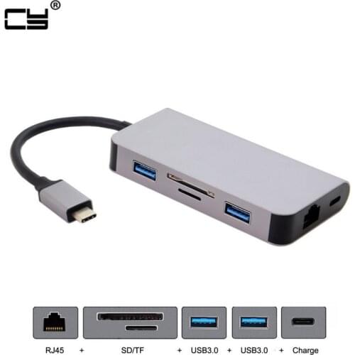 Docking USB-C Type-C to Ethernet 2 Ports HUB TF SD Charger Card Reader Multiport Adapter