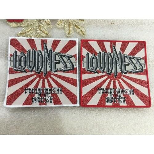 Customized woven patches sewing on Badges over-locking patches metallic red / silver woven patch