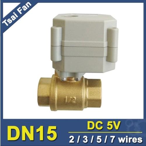 TF15-B2-C NPT/BSP 1/2'' Brass DN15 Electric Actuator Valve Wtih Position Indicator DC5V 2/3/5/7 Wires Motorised On/Off Valve