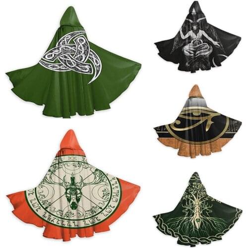 Halloween Adult Cloak Cape Hooded Medieval Costume Witch Wicca Vampire Party Costume Dress Coats 5 Colors
