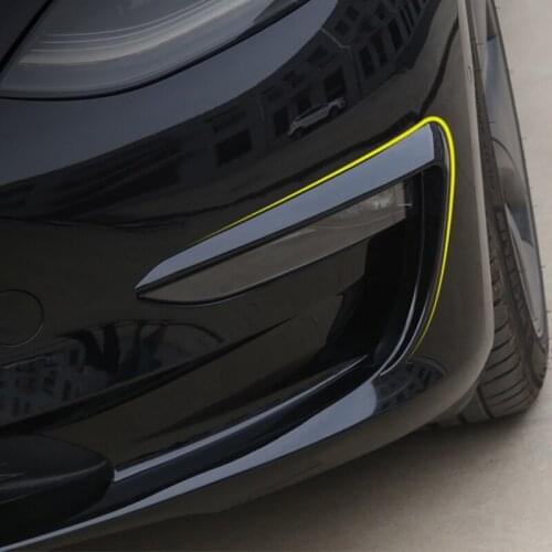 A Little change Front fog lamp wind knife Fog lamp frame sticker Light eyebrow stickers for Tesla Model 3