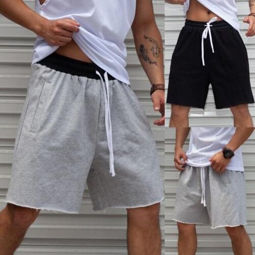 2021 Men Running Sport Shorts Gym Workout Training Sportswear Drawstring Loose Summer Mid Rise Pockets Short Pants for Fitness