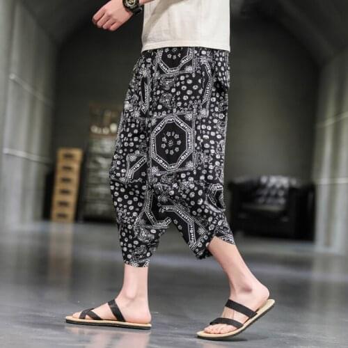 2021 Mens Harem Pants Fashion Jogger Sweatpants Korean Man Loose Oversized Trousers Calf Length Streetwear Male Casual Pants