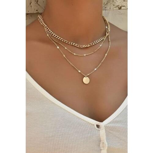 New Obsessions Women Gold Sequin Necklace Set