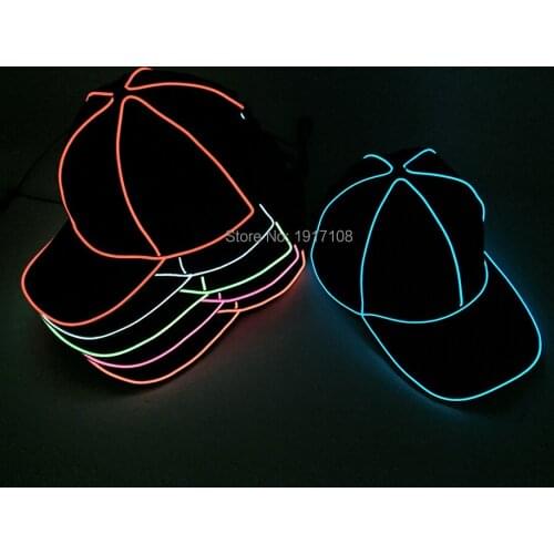 Wholesale 10 pcs DC-3V 10 colors Select Glow LED Hats snapbacks baseball caps hip-hop hat for Halloween Bar party Hats