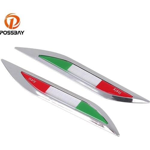 POSSBAY 1 Pair Car Exterior Decal Decorative Fender Side Sticker With 3D Sticker Russia UK Sports Italian Flag