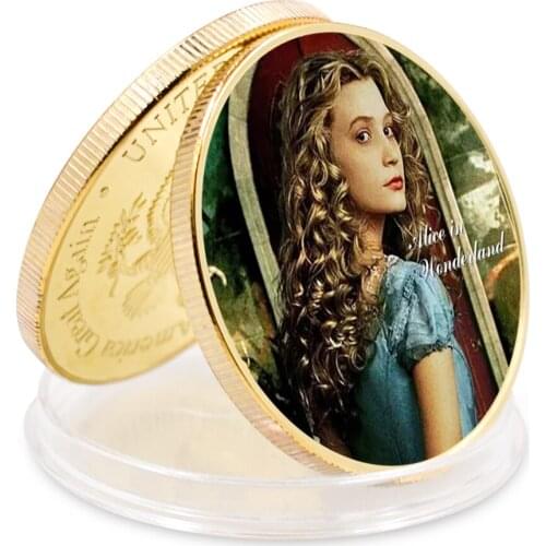 Holiday Gift Alice Gold Plated Coin Holiday Gift Art Craft Gift Valentines Day Present