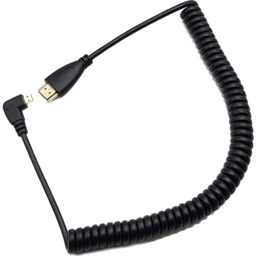 Right Angled Coiled Micro HDMI-compatible to HDMI-compatible Male Cable - Supports Ethernet, 3D (Right Angled)