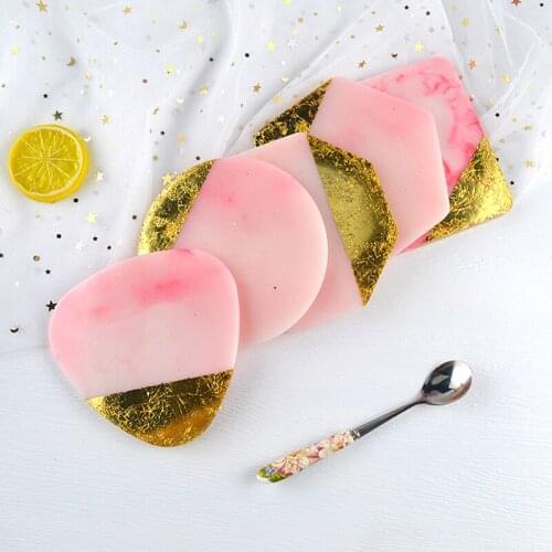 Handmade DIY Coaster Mold Craft Epoxy Silicon Mold Geometric Cup Mat Transparent Square Round Mirror Mould