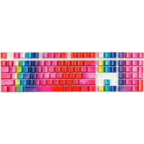 UV Bright Side Keycaps Starry Rainbow Original ABS Material OME Profile Water Transfer Printing For 104 Game Mechanical Keyboard