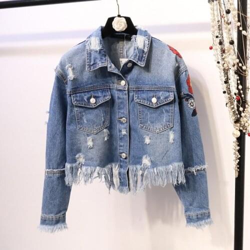 Women Spring Autumn Plus Size Short Tops Jean Jacket Woman Blue Windbreaker Streetwear Denim Coat Female Casual Jeans Jackets