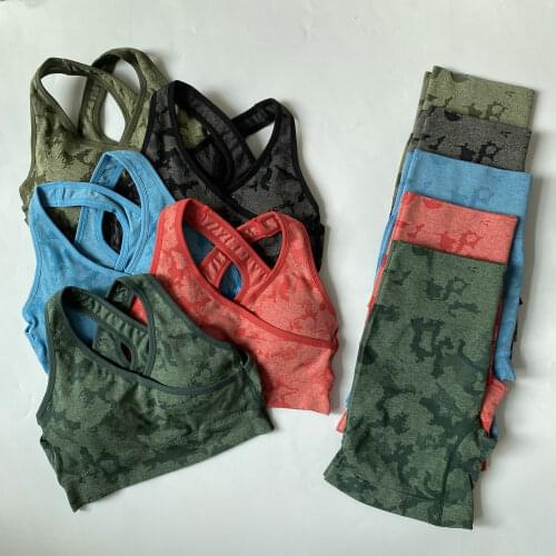 2 Pieces Adapt Camo Seamless Shorts Sets For Women Workout Summer Clothes Sports Bra Fitness Shorts Gym Clothing Outfit Yoga Set