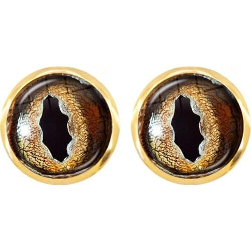 Animal Eyes Earrings Owl Dragon Snake Cat Tiger Eyes Glass Cabochon Charms Handmade Jewelry For Women Girls Gift