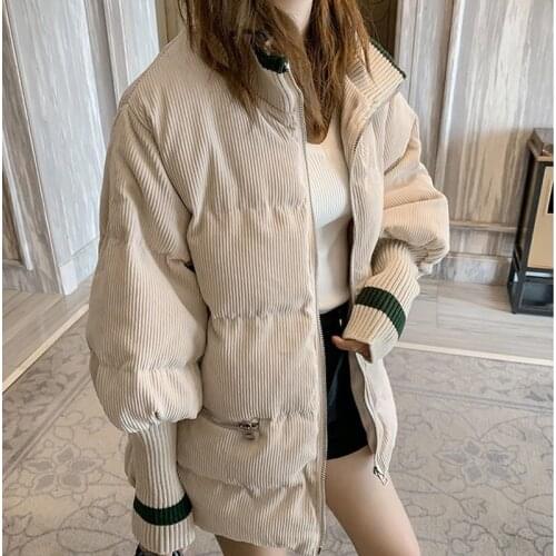 Winter Female Corduroy Coat Puffer Warm Quilted Jacket Women Loose Fashion Parka Casacos Feminino Outerwear Snow Wear Ukraine