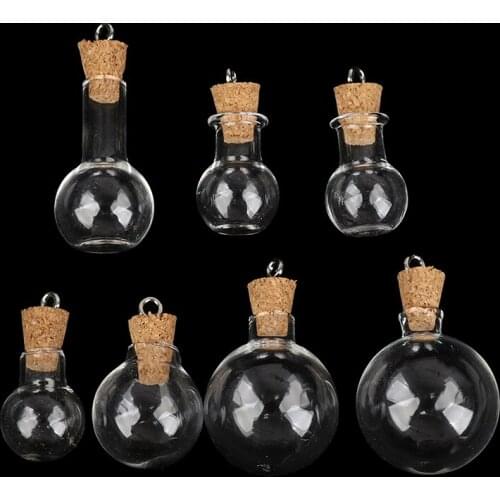 1PCS Cork Stopper Mini Empty Glass Bottle Tiny Glass Jars With Cork Decorative Wish Glass Jars Wedding Holiday Small Containers