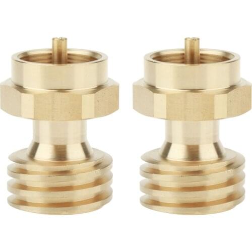 2 Pcs Universal Brass Gas Bottle 1 lb to 20 lb Propane Tank Adapter Converter
