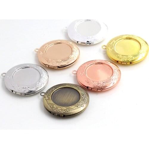2pcs Inner 20mm Photo Locket Pendants Jewelry Tray Locket Pendant for DIY Cabochon Photo Essential Oil Diffuser Necklace