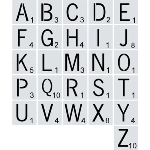 26Pcs/set Reusable Scrabble Style DIY PET Letters English Alphabet Number Design Plates Art Craft Wedding Home Wall Decor