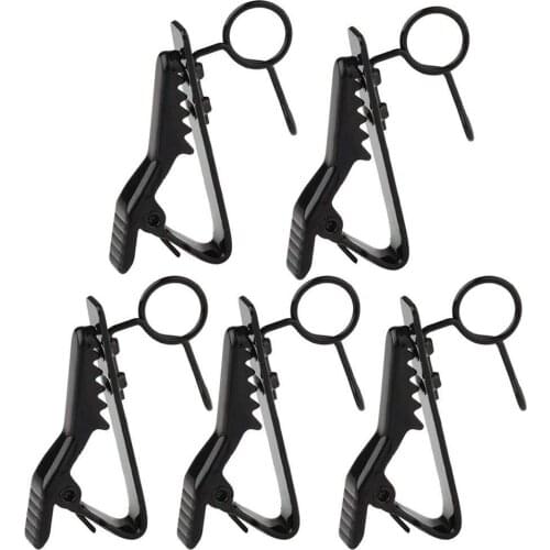 5 Pcs Ring Mini 7.5 mm Microphone Clip Holder Tie Clip Collar Clip Practical (Black)