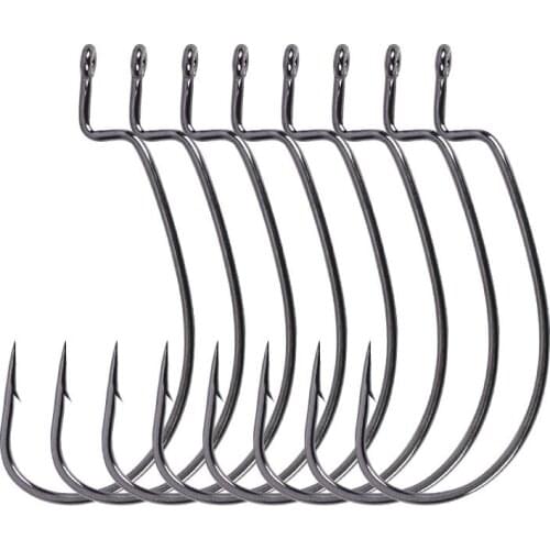 8Pcs/Lot Fishing Crank hook 3/0# 4/0# Fishhook High carbon Steel Single Hook for Soft bait Black Nickle Barbed hook