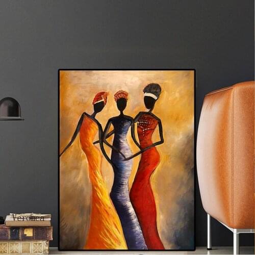 Abstract Vintage African Woman Portrait Oil Painting Poster Prints Wall Art Picture Home Decor Painting for Living Room No Frame