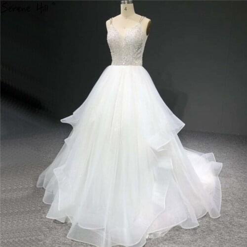White V-Neck Sleeveless Sparkle Wedding Dresses 2021 Sequins Beading Simple Photography Bridal Gowns HA2321 Custom Made