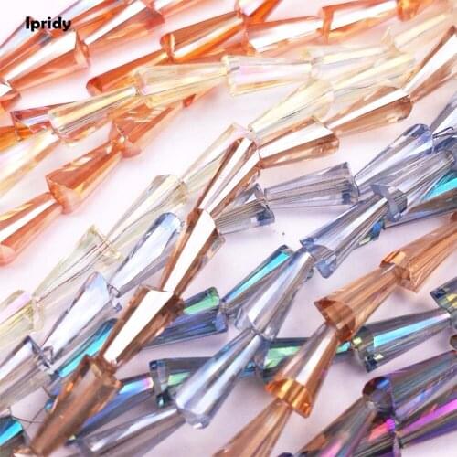 50Pcs/lot 8*16mm Crystal Pagoda Glass Pencil Beads Loose Spacer Tower Bead For DIY Making Wedding Jewelry Accessories for Women