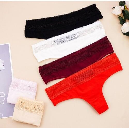 1 Piece Lot Underwear Women Sexy G String for Ladies Thongs Cotton Panties Seamless Lingerie Femme Low Waist Lace Solid Color