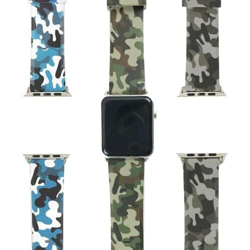 Colorful Silicone Sport Strap for Apple Watch Band Series SE/6/5/4/3/2 Camouflage Fashion Bracelet for iWatch 38mm 42mm 40/44mm