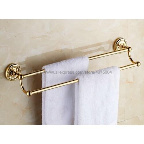 Towel Bar Double Towel Rail for Bathroom Wall Mounted Luxury Polished Gold Towel Holder Bathroom Accessories Nba602