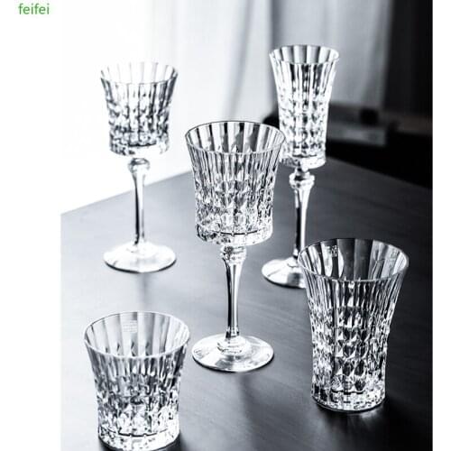 Europe Luxury Retro Carved Crystal Wine Glass Champagne Glasses goblet Brandy Cocktail Bar Party Hotel Home Drinking Ware