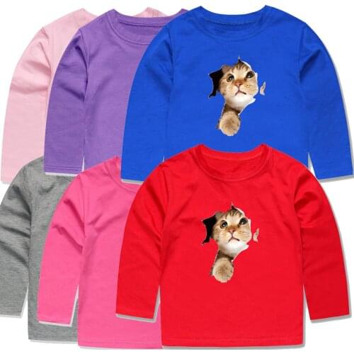 Baby Boys Girls T Shirt Short Sleeve Cat 3D Printted Tees for Teenager Kids Children 12 Colors Tops 1-14Years
