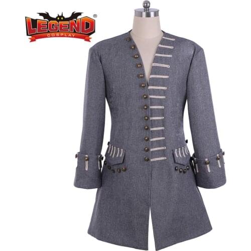 Cosplay legend Captain Jack Pirate Cosplay Costume Jacket Medieval Mens Pirate Sparrow Top Jacket Custom Made H002