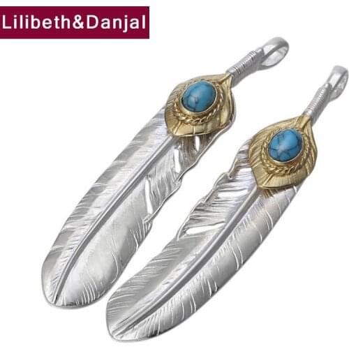 2020 Pendant 925 Sterling Silver Jewelry Men Women Feather Flying eagle Mosaic Green Blue Stone Necklace Pendant P1