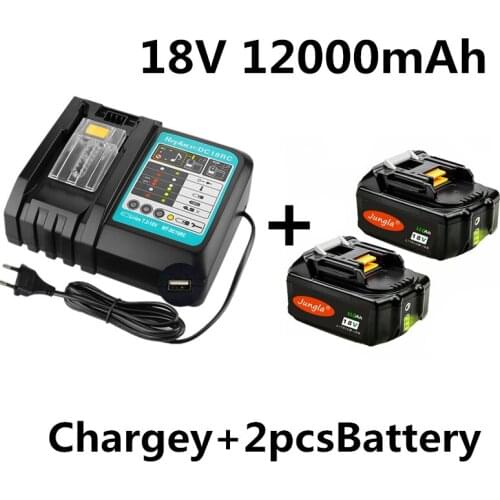 100% Original 18V 12.0Ah 12000mAh Li-Ion Battery Replacement Power Tool Battery for MAKITA BL1880 BL1860 BL1830+3A Charger
