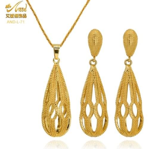 ANIID Fashion Earrings And Necklaces Nigerian African Dubai Gold 24K Artificial Vintage Charm Wedding Statement Jewelry 2020 New
