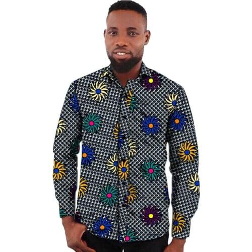 African print mens shirt turn down collar dashiki shirts for men fashion prints wax Ankara shirt tailor-made africa clothing