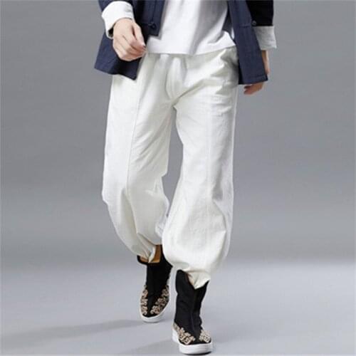Men Large Size Wide Leg Pants 2020 Autumn Straight Casual Loose Long Pants Chinese Style High Quality Male Pants Plus Size M-8XL