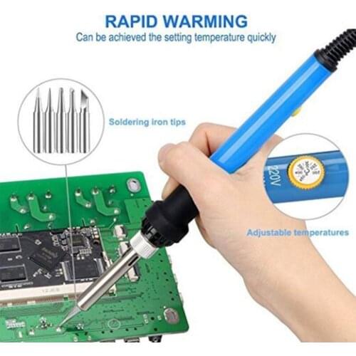 60W 220V 110V Electric Soldering Iron Set Tool Kit Solder Wire Tips Stand E7