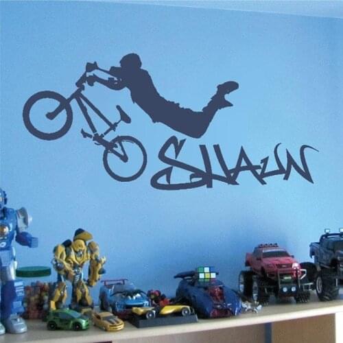 BMX With Graffiti Name Wall Sticker Decal Art vinyl sticker Bicycle Motocross teen boy bedroom decorations 2347