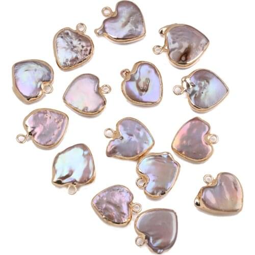 Natural Freshwater Pearl Pendants Heart Shape Reiki Heal Gold-plated Pearl for Jewelry Making DIY Necklace Earrings Crafts