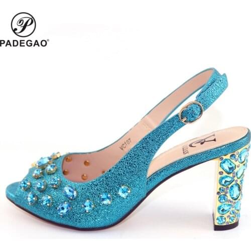 Sky Blue Color 2020 Special Design African Women Shoes without Bag to Match African Style African Ladies Party Shoes
