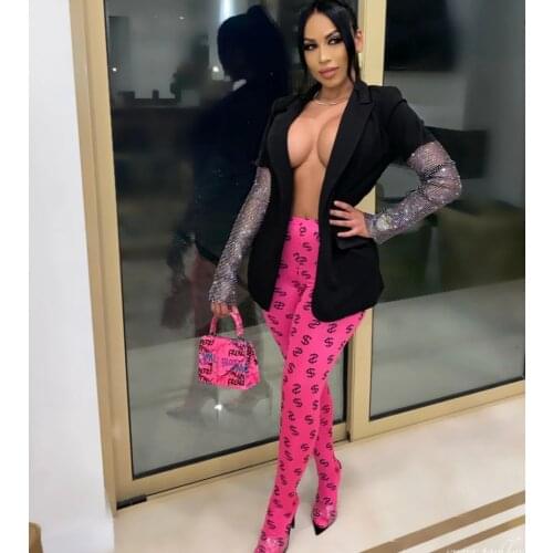 Felyn 2020 New Arrival Famous Brand Blazer Solid Sparkly Sequins Notched Sexy Club Blazer