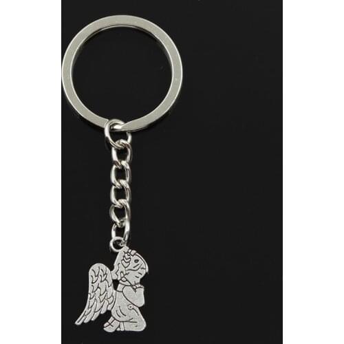 New Fashion Keychain 24x17mm Praying Angel Pendants DIY Men Jewelry Car Key Chain Ring Holder Souvenir For Gift