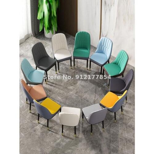 Dining chair home modern minimalist light luxury chair back chair Nordic dining table and chair living room eating soft bag stoo