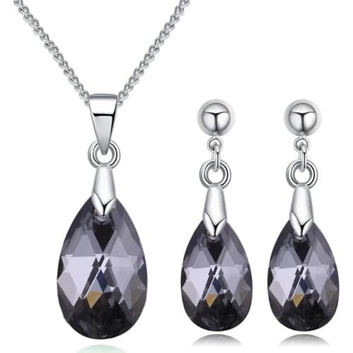 2018 BAFFIN Original Crystals From SWAROVSKI Jewelry Sets Mini Water Drop Pendant Necklaces Earrings For Women Lovers Gift